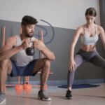 Man and woman performing squat variations with kettlebell to find exercises and movements that fit their body type